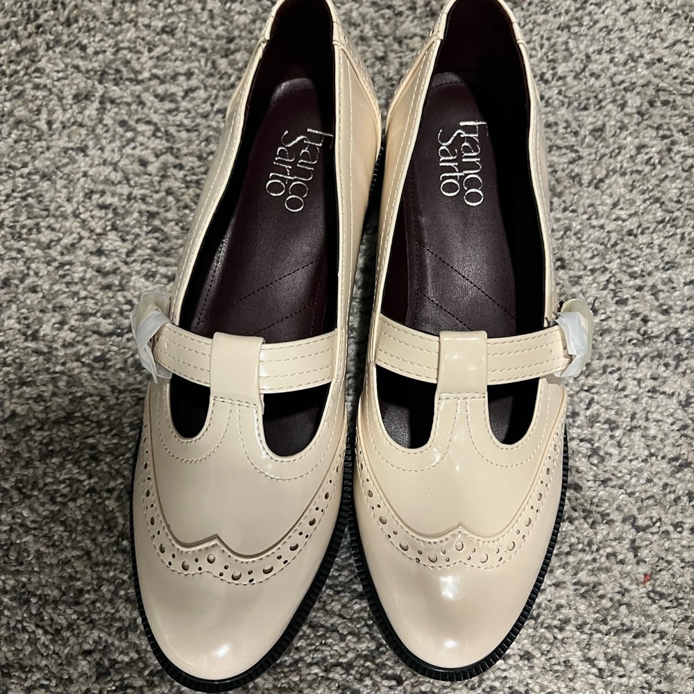 Franco Sarto Cream Flats with Elastic Straps